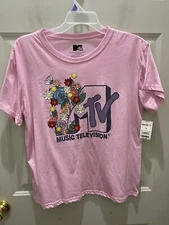 New!Viacom International Pink MTV Floral T-Shirt. Size Junior XXL(19).Real Cute!
