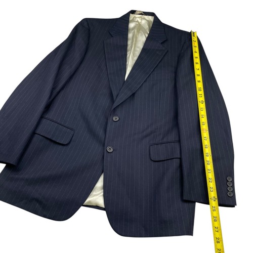 Paul Stuart Men's Flannel 2-Button Blazer/Jacket Navy Blue Stripe • 41R - Picture 11 of 12