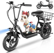 Caroma 819W Electric Scooter with Seat 14'' Fat Tire Foldable Adult E Scooter