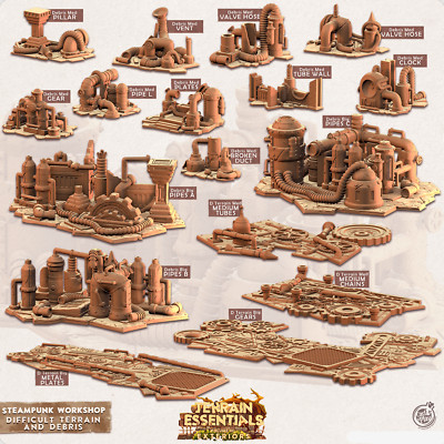 3D Printed Cast n Play Terrain Essentials - Steampunk Workshop Difficult Terrain