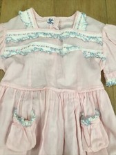 VTG 1930  s Little Girl Size 3 Dress Pink Cotton Ruffles Pockets Bo Peep