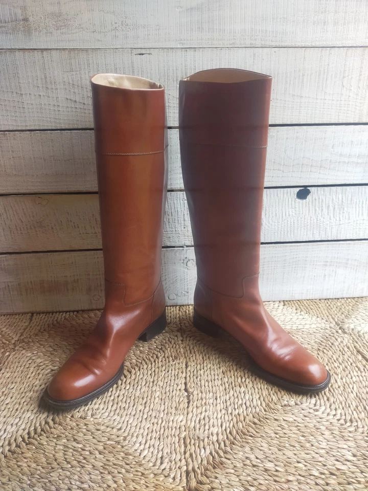 bottes cavalières vintage Manfield cuir fauve pointure 39,5 - Photo 2/4