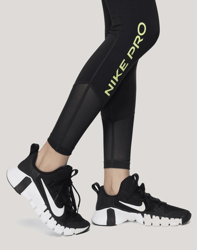 NIKE PRO LEGGINGS DONNA DRI-FIT TRAINING VITA MEDIA MESH PANNELLI NERI #FB5687-NUOVI CON ETICHETTE - Foto 5 di 6