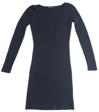 ASTER Womens Knitted Bodycon Dress SIZE S Long Sleeve Black Scoop Neck Viscose