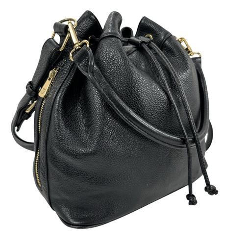 Ora Delphine Claire Soft Black Textured Leather Bucket Bag