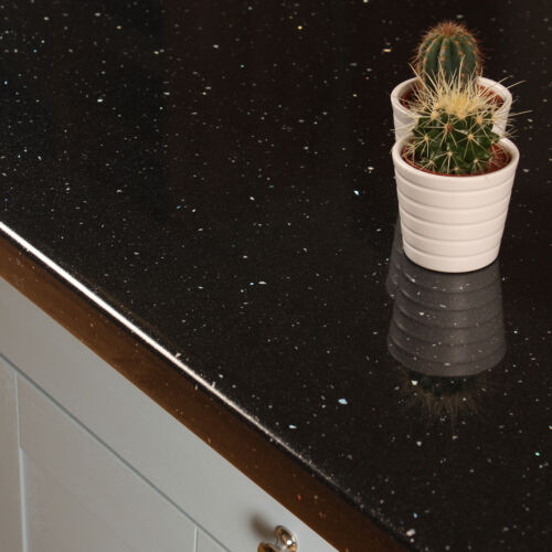 Black Sparkle Andromeda Laminate Kitchen Worktops 38mm, Worktop Edging Included - Picture 1 of 7