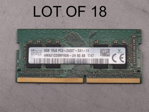 lot of 18 8GB 1Rx8 PC4-2400T-SA1-11 DDR4 2400Mhz Hynix Laptop RAM
