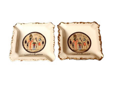 Vintage Pair Porcelain Ashtrays Find Royal Porcelain Egyptian Pharaohs Engraving