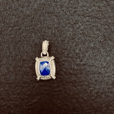 Judith Ripka 925 Sterling Silver Lapis Lazuli CZ Cable Pendant Charm Enhancer