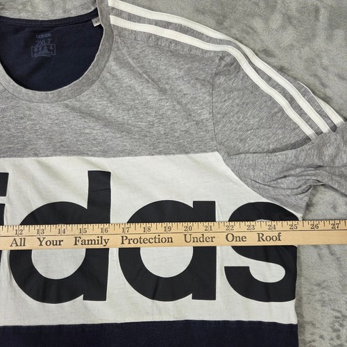 Adidas Shirt Men 2XLT Colorblock 3 Stripe Spellout Graphic Streetwear Athleisure - Picture 6 of 6