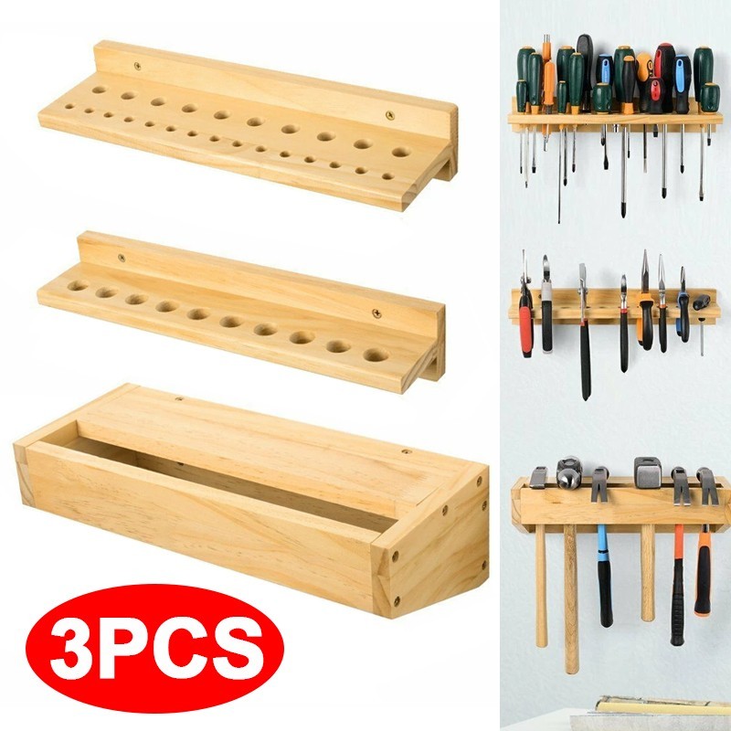 3x Wall Mounted Screwdriver Holder Storage Rack Wrench Workshop Tool ...