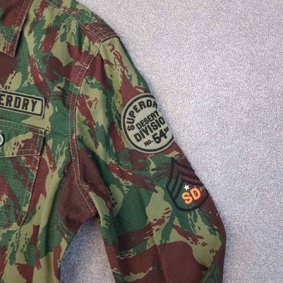 Superdry Hombre Camisa Grande Camuflada Militar Sobrecamisa Utility Field Ripstop Rookie Foto 3 de 4