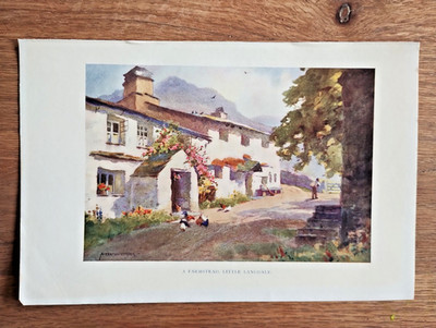 Farmstead at Little Langdale, Lake District - antiker Druck - 1922 (Verkäufer Ref A2)