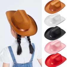 Kids Girls Boys Cowboy Hats Wide Brim Western Cowgirl Hat with Adjustable Strap,