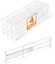 4 Pack Drawer Dividers for Clothes, 4" High 10.6"-16.9" Drawer Divider