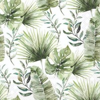 Servietten Cocktail 25 X 25 Cm 20 Servietten DschungelbläTter Jungle Leaves Whit