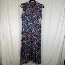 MAEVE Anthropologie Maxi Dress Women's 6 Blue Floral Sleeveless Viscose