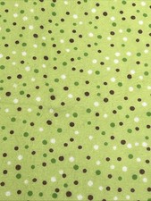 JoAnn Snuggle Flannel Fabric 2 Yards Green Brown and White Dots on Green NEW