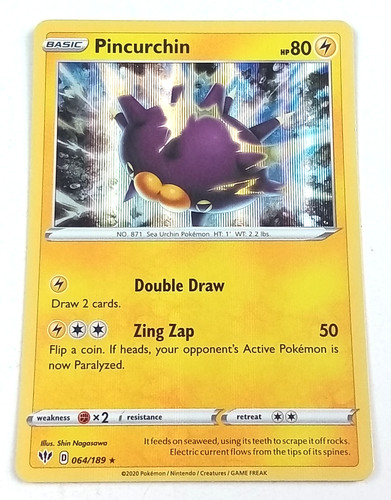 Pincurchin 64/189 Darkness Ablaze Holo Rare Pokémon Card 2020