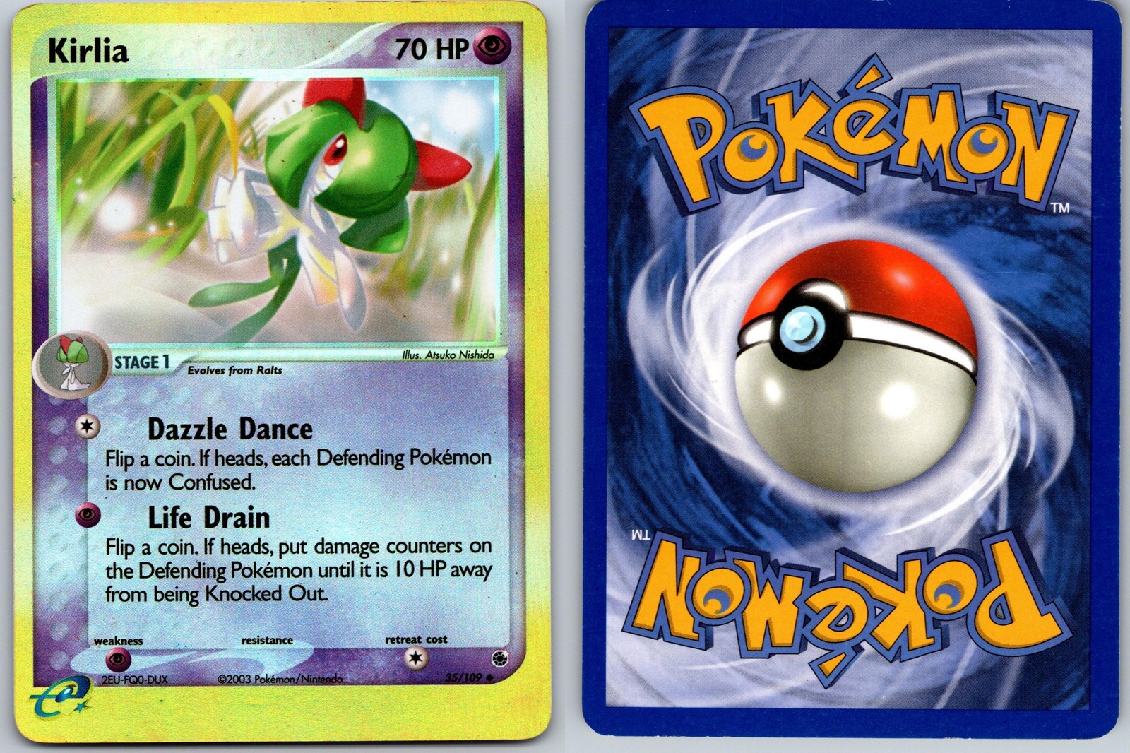 KIRLIA POKEMON RUBY & SAPPHIRE 35/109 UNCOMMON LP REVERSE HOLO