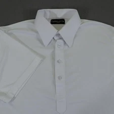 Collars & Co Polo Shirt Mens Medium White Dress Collar Performance Short Sleeve