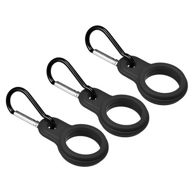 Silicone Water Bottle Clip with Buckle, 3pcs Drink Holder Hook, Black