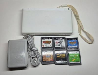 Nintendo DS Lite White + 6 Games, Charger, Nintendo Strap - Tested & Working