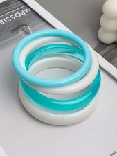 4pcs Blue Acrylic Bangle Set Retro Minimalist Women Fashion Jewelry