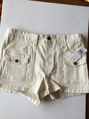 Dollhouse jr plus Beige Solid Cargo Shorts Button Pockets Size 15/16