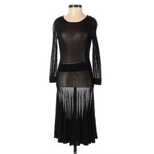 ALC 2012 Runway Mesh Sheer Black Cocktail Dress 3/4 Sleeves