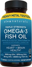Viva Naturals Triple Strength Omega 3 Fish Oil Supplement - 2500 mg Fish Oil wit