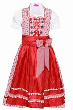 Krüger Kinderdirndl 41821 009 rot 3-tlg. Dirndl Schürze Bluse Volksfest Tracht