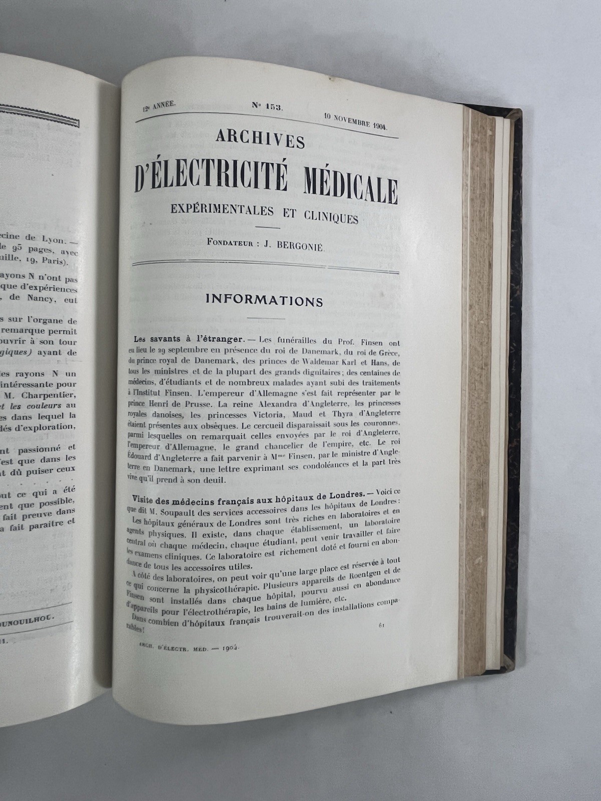 Electrotherapy Medicine Archives d'Électricité Médicale ~ 1904 Bound Volume
