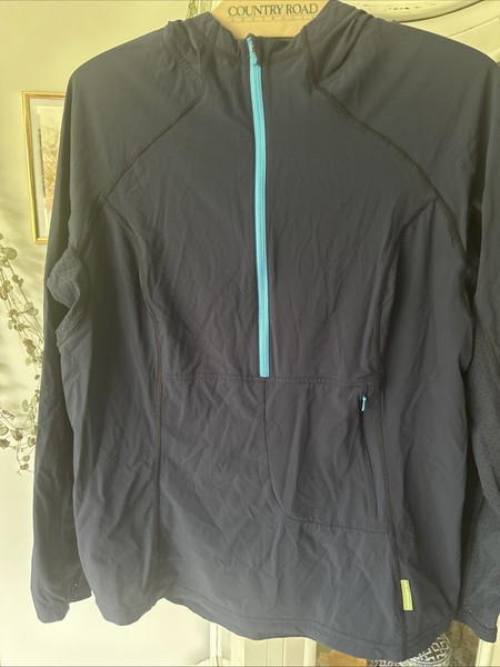Kathmandu Blue Activewear Long Light Weigh Hoodie Zip Up Running Top Size 14