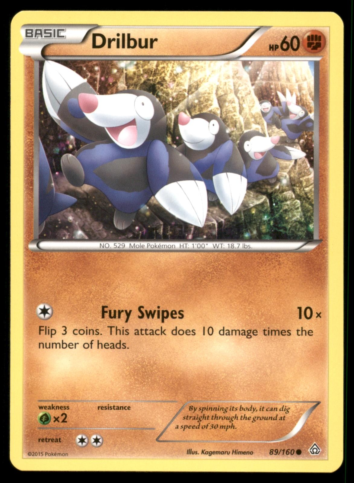 Drilbur 89/160 Common Primal Clash Pokemon Near Mint