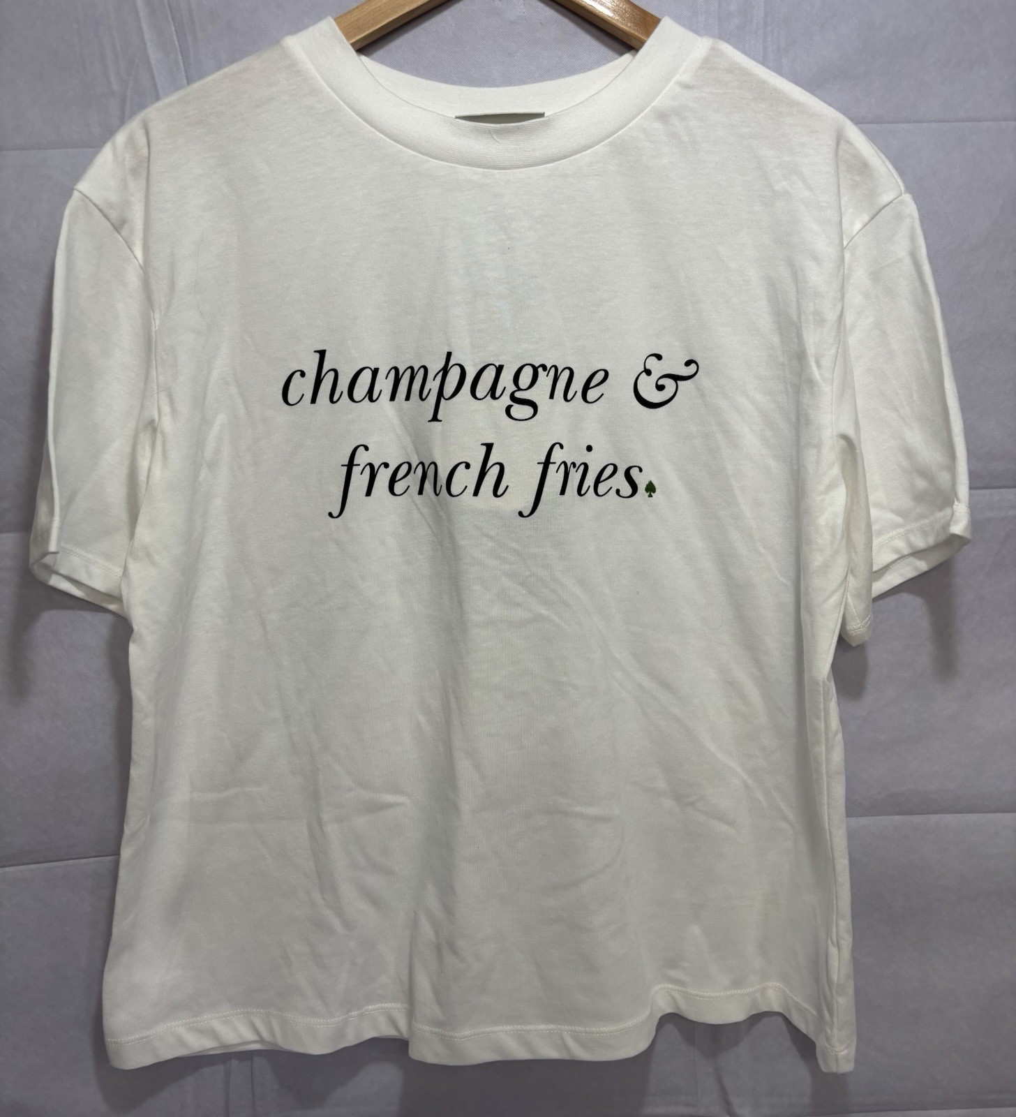 Kate Spade Shirt White Champagne & French Fries Short Sleeve Women’s Medium NEW