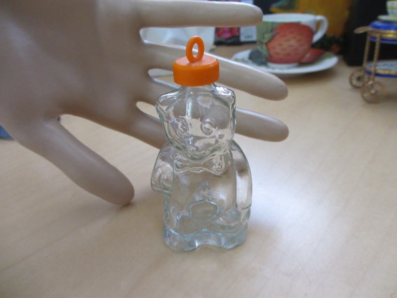 small glass honey bear with lid CHRISTMAS ORNAMENT 3.5" clear see through
