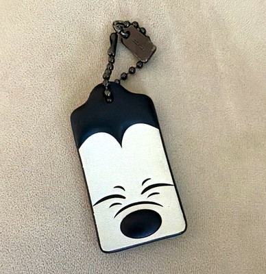 Disney x COACH Mickey Face Bag Charm, Black & White, Ball Chain