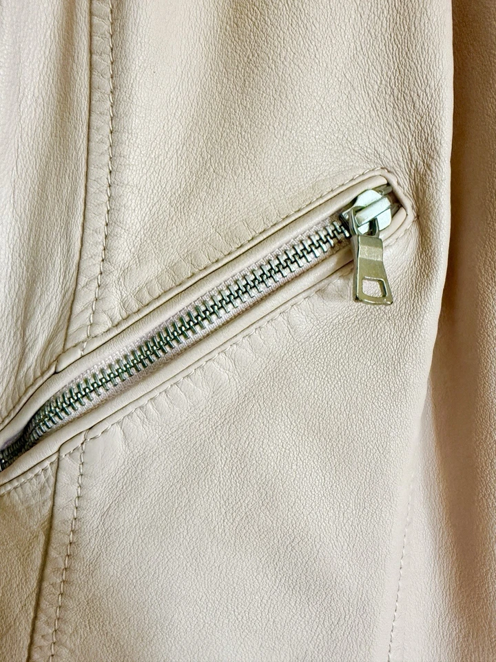 Chaqueta Rebecca Taylor Rosa Piel de Cordero Motociclista Cremallera Talla 4 Foto 4 de 4