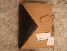 JUSTFAB Tan & Black Ladies Handbag With Detachable  Shoulder Strap