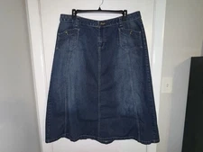 Fashion Bug Women's Plus Size 20W Blue Jean Denim Long Skirt No Split EUC