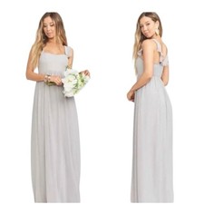 Show Me Your Mumu June Dove Gray Ruffle Maxi Dress M NWT Bridesmaid 