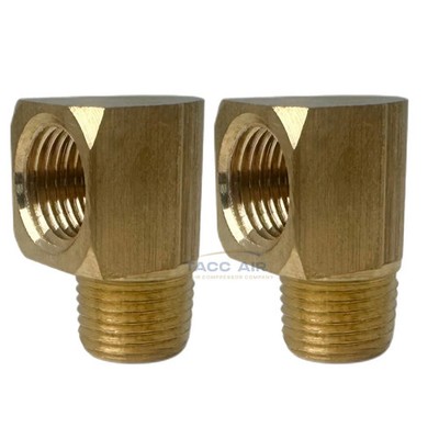 2 Pack 1/8'' NPT Brass Street Elbow 90 Degree Pipe Thread Fitting Male Female