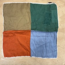 NWT RODA Green Orange Blue Beige Quadrant Print Lightweight Linen Pocket Square