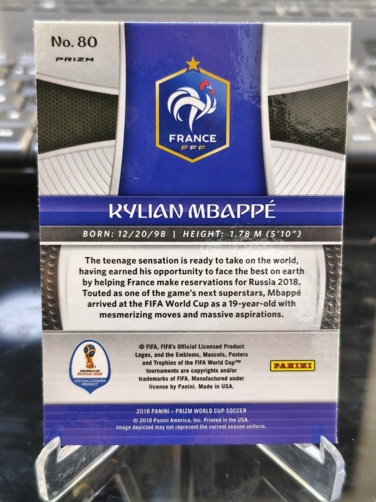 2018 Panini Prizm World Cup #80 Kylian Mbappe Red And Blue Wave Paralell France  view 2