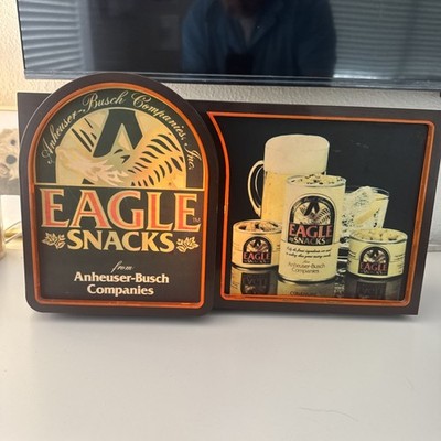 Vtg Eagle Snacks Lighted Sign Advertisement Anheuser-Busch Budweiser Works Rare