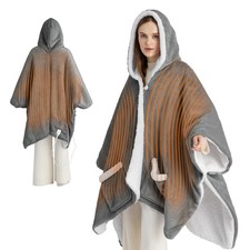 Heated Blanket Wearable Shawl - Electric Wrap Poncho Blanket Hoodie for Adult...