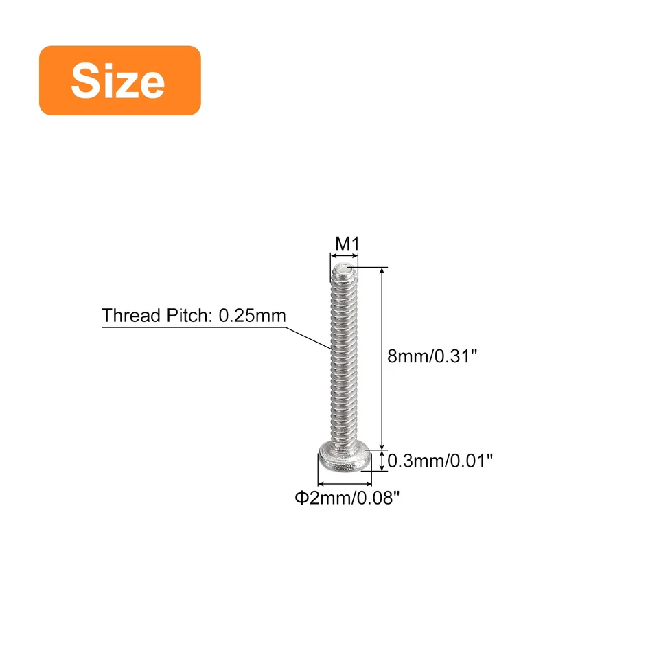 M1-0.25 X 8 mm 50pcs Diriger Vis Conduire Vis Matériel Attache pour Meubles - Photo 2/4