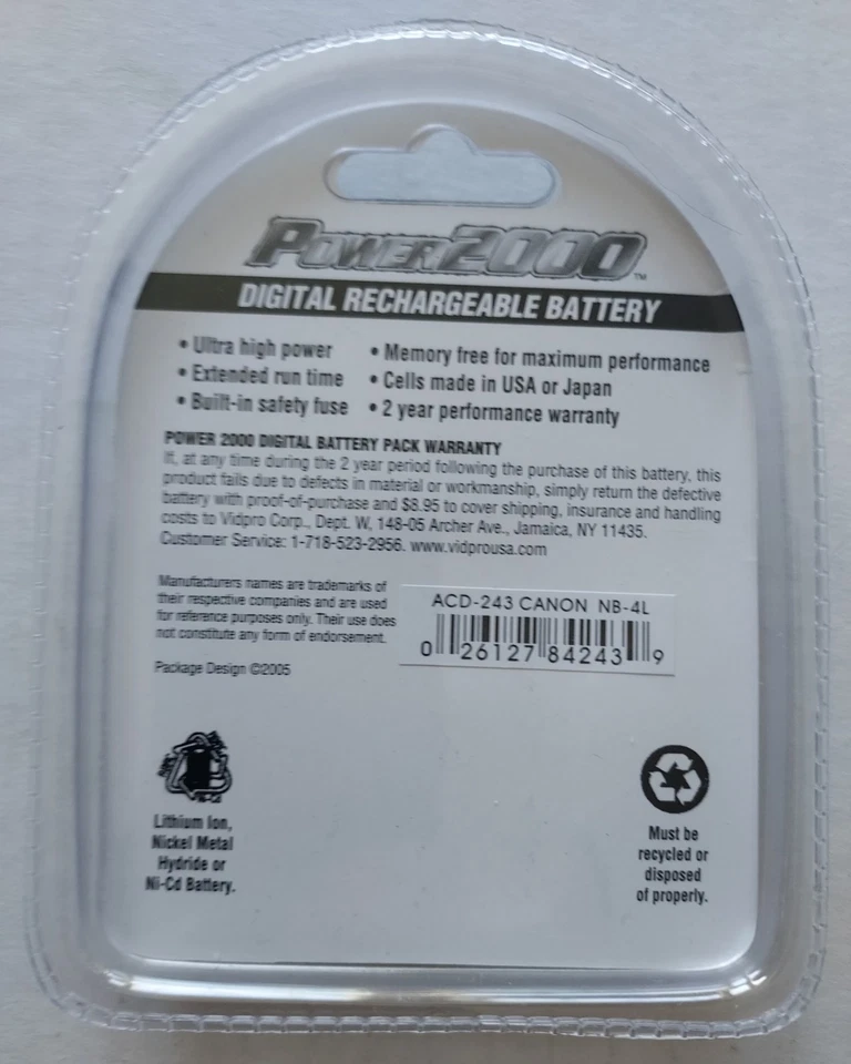 Power2000 ACD-243 Replacement Battery for the Canon NB-4L Battery - Image 3 of 4