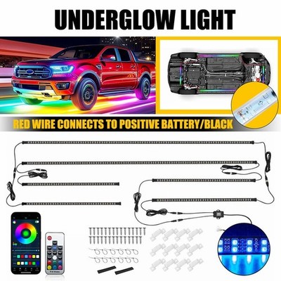 6Pcs Double Row LED RGB Dream Lights Strips Neon Underglow Lamps APP Remote EXD